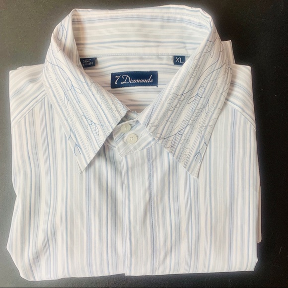 7 Diamond/Embroider Floral Striped White Gray Blue - Picture 7 of 8